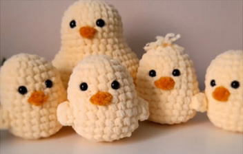 Crocheted spring chicks