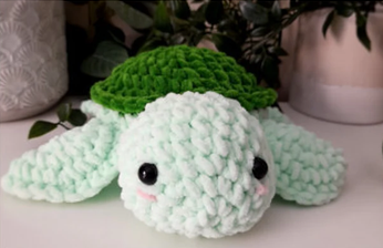 A sleepy crocheted turtle
